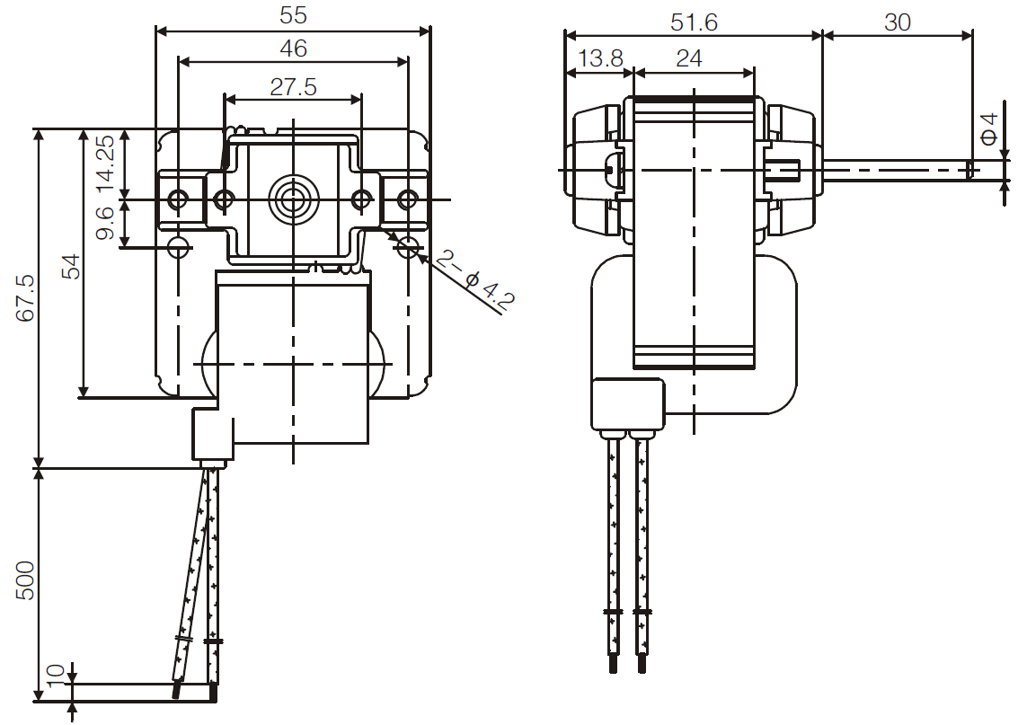 YJF55 c-frame shaded pole motor drawing